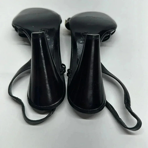 Sebastian Milano High Heels Open Toe Leather Ankle Strap Gold Studded Black 38.5 - Picture 7 of 12